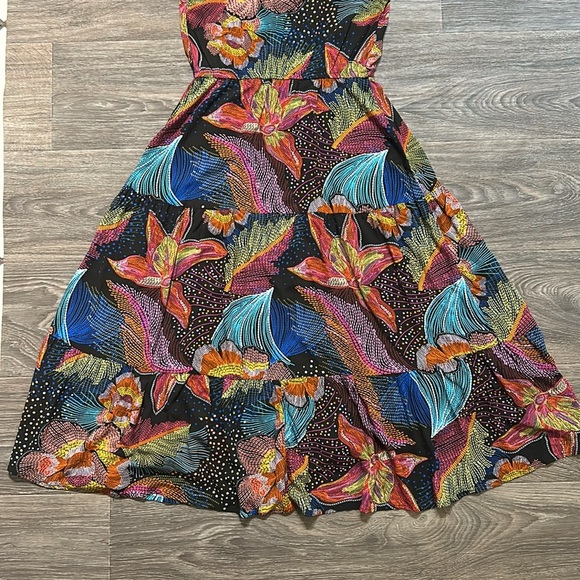 La Blanca Medium Sunlit Soiree Crepe Dress Swim Bathing Suit Cover Boho Floral - Picture 14 of 15